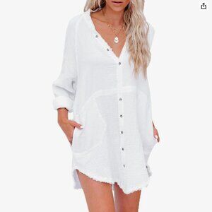 Women's Cotton Gauze Button Up Tunic from Amazon - XS